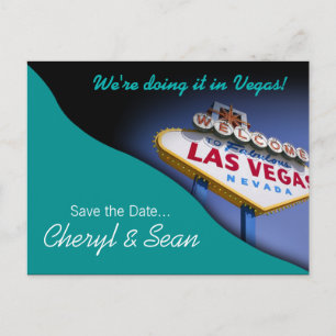 Carte Postale Faire-part Las Vegas Save The Date (aqua)