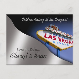 Carte Postale Faire-part Las Vegas Save The Date (argent métallique)