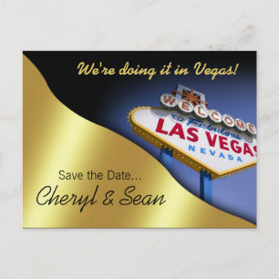 Carte Postale Faire-part Las Vegas Save The Date (or métallique)