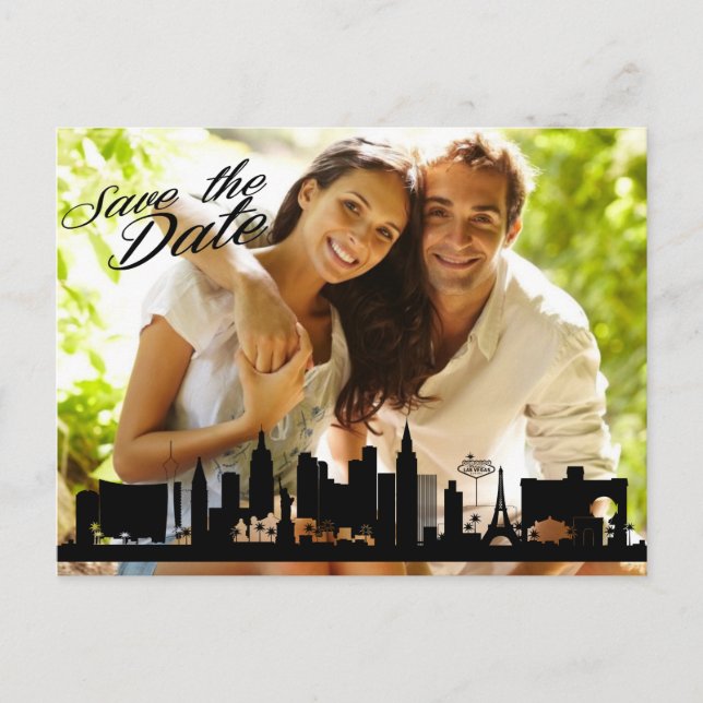 Carte Postale Faire-part Las Vegas Skyline Votre Photo Enregistrer La Date (Devant)