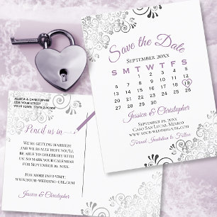 Carte Postale Faire-part Lavande sur mariage blanc Enregistrer le calendrie