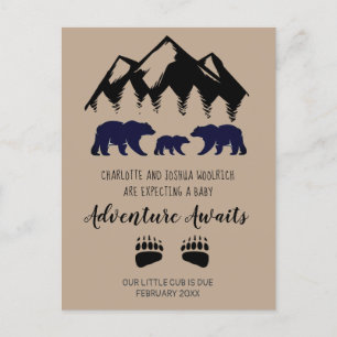 Carte Postale Faire-part L'aventure Attend les Ours Grossesse 