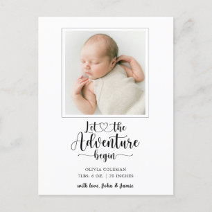 Carte Postale Faire-part L'aventure commence Photo Naissance