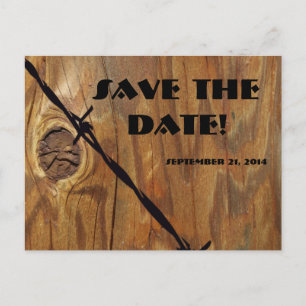 Carte Postale Faire-part Le bois et Barbwire de cowboy font gagner la date