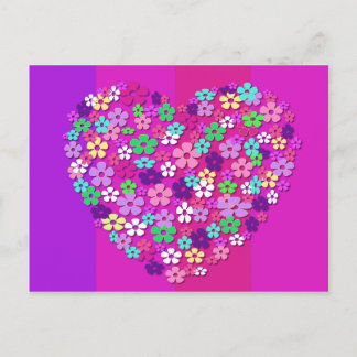 Carte Postale Faire-part Le coeur des fleurs font gagner la date