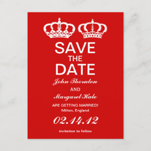 Carte Postale Faire-part Le couple royal rouge sauve la date
