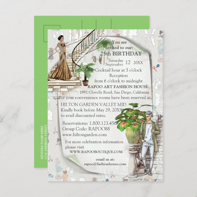 Carte Postale Faire-part Le créateur de mode  (Devant / Derrière)