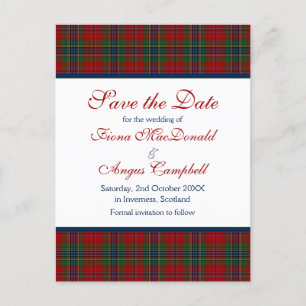 Carte Postale Faire-part Le Mariage écossais McLean MacLean Tartan Sauvez u
