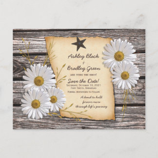 Carte Postale Faire-part Le mariage occidental rustique blanc de la marguer