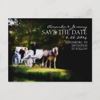 Carte Postale Faire-part Le transport romantique de chevaux Sauvez la date