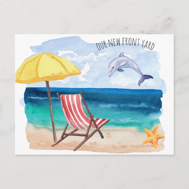 Carte Postale Faire-part Leaping Dolphin Beach Scene Nouvelle adresse (Devant)