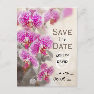 Carte Postale Faire-part L'élégante florale orchidée rose sauve la date