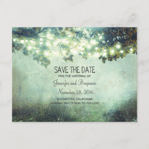 Carte Postale Faire-part Les branches rustiques de lumières de nuit font