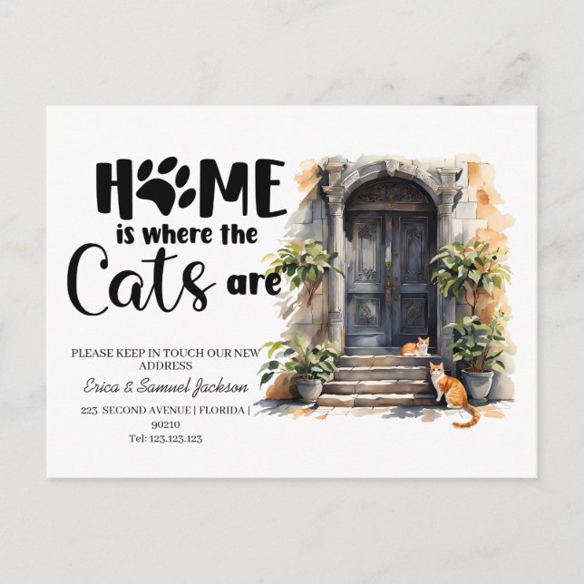 Carte Postale Faire-part les chats ont déménagé ! annonce de nouvelle adres (Devant)