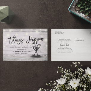 Carte Postale Faire-part Les choses se passent Report Mariage Changement de