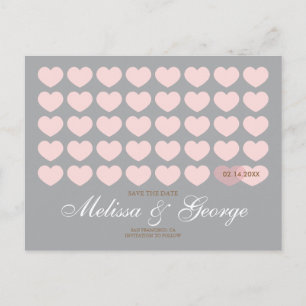Carte Postale Faire-part Les Coeurs modernes Sauvez la date : Argentée