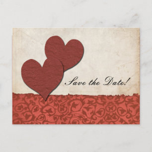 Carte Postale Faire-part Les Coeurs rouges déchirent le mariage sur papier
