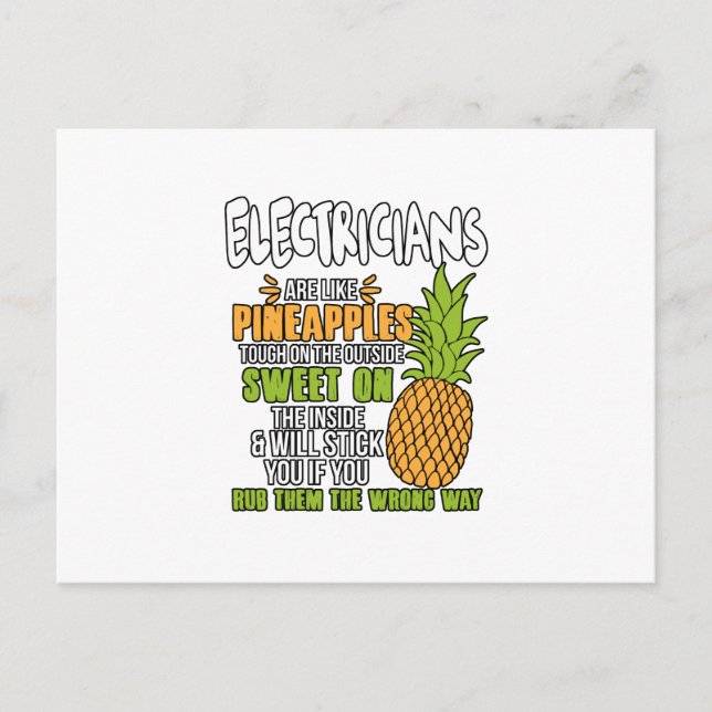 Carte Postale Faire-part Les Électriciens Sont Comme Des Ananas. (Devant)