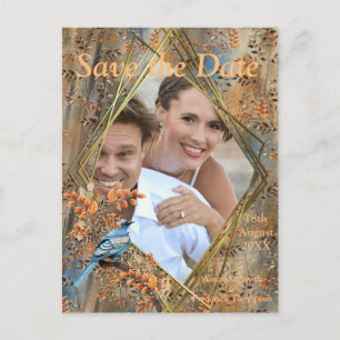 Carte Postale Faire-part Les grands arbres, les feuilles d'automne et les b