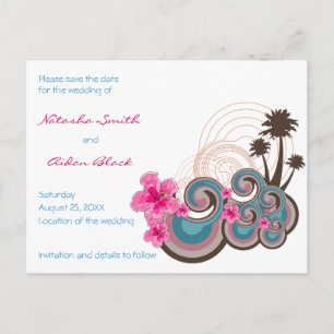 Carte Postale Faire-part les ketmies tropicales de vagues de fatfatin font