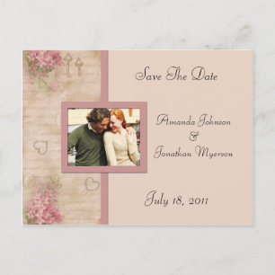 Carte Postale Faire-part Les lilas roses vintages font gagner la date