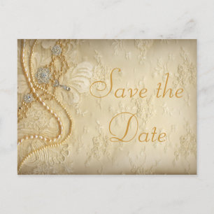 Carte Postale Faire-part Les perles vintages de robe de mariage font gagner