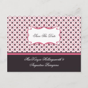 Carte Postale Faire-part Les points roses et Brown font gagner la date