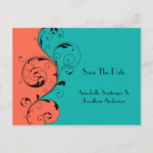 Carte Postale Faire-part Les remous noirs turquoises oranges font gagner la