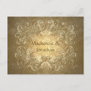 Carte Postale Faire-part Les remous vintages d'or sur l'arrière - plan d'or