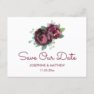 Carte Postale Faire-part Les Roses bourguignons sauvent la date