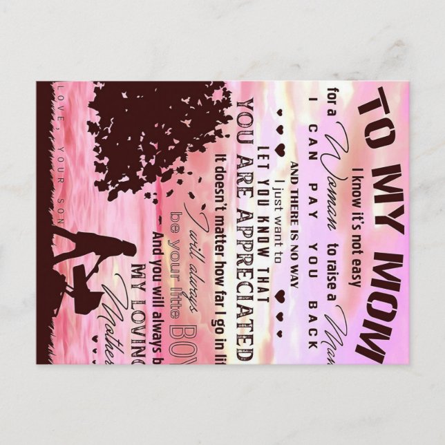 Carte Postale Faire-part Lettre à ma mère | Lettre à la famille (Devant)