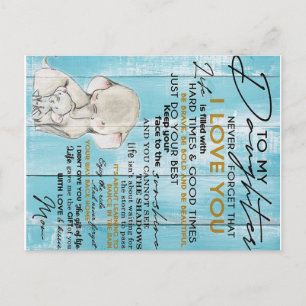 Carte Postale Faire-part Lettre adorable à ma fille, beau cadeau