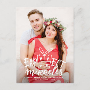 Carte Postale Faire-part Lettre Attendant un Miracle Vacances Grossesse