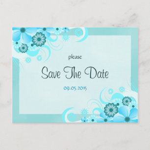 Carte Postale Faire-part Light Aqua Blue Floral Wedding Enregistrer Les Car