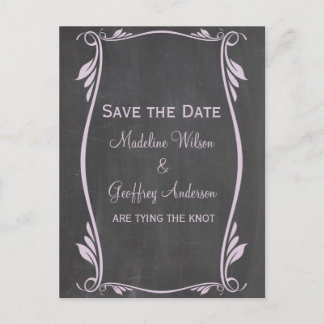 Carte Postale Faire-part Lilac Flourish Chalkboard Enregistrer la date Cart