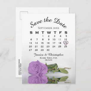Carte Postale Faire-part Lilac Purple Rose Calendrier du Mariage Enregistre