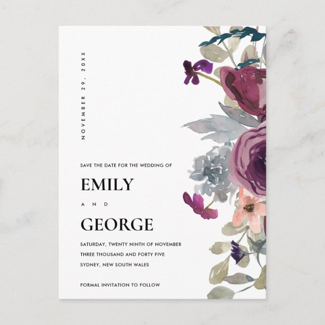 Carte Postale Faire-part LILAC VIOLET DOUX Aquarelle FLEURIE ÉVÉNEMENT À VE (Devant)