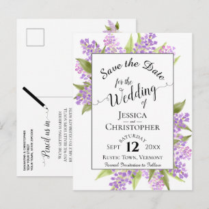 Carte Postale Faire-part Lilas rustiques et calligraphie pour votre faire-p