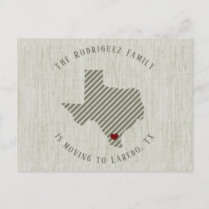 Carte Postale Faire-part Linge Vert du Sud du Texas et déménagement du Cœur