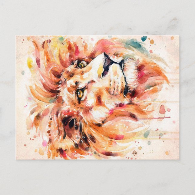 Carte Postale Faire-part Lion Water Lion Art | Merveilleux cadeau (Devant)