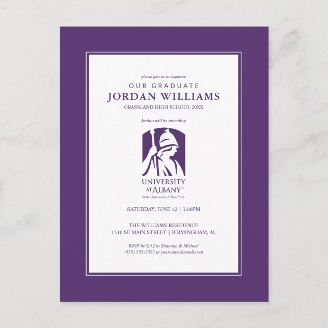 Carte Postale Faire-part Logo de l'Université d'Albany (Devant)