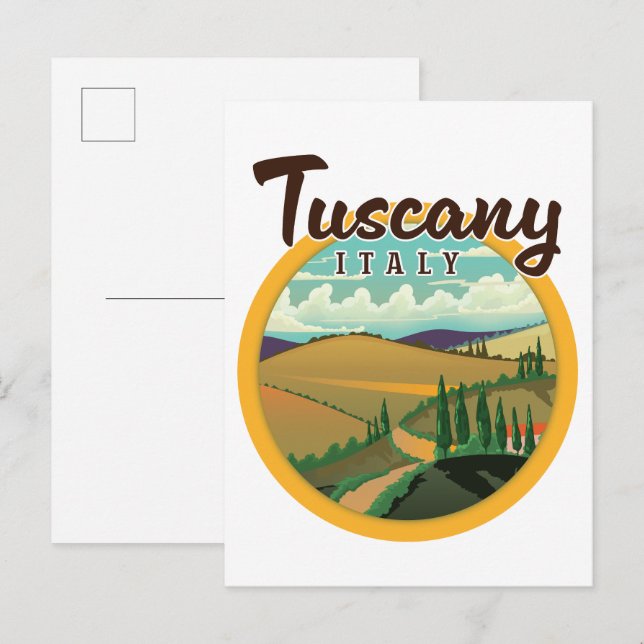 Carte Postale Faire-part logo de voyage en Toscane (Devant / Derrière)
