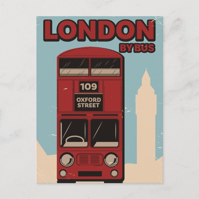 Carte Postale Faire-part Londres en bus (Devant)