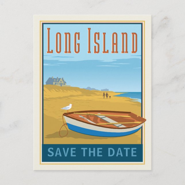 Carte Postale Faire-part Long Island, New York | Sauvegarder la date (Devant)