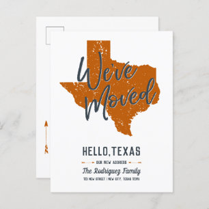 Carte Postale Faire-part Longhorns Burnt Orange We ve Moved - Texas