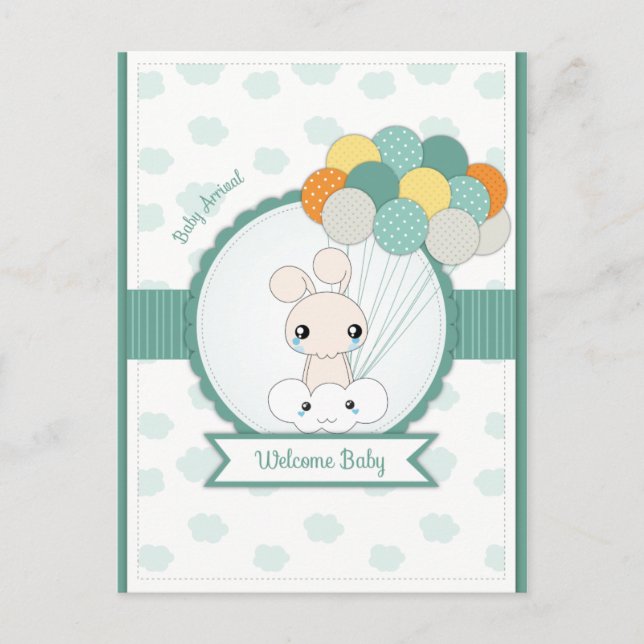 Carte Postale Faire-part Love Bunnies New Baby Félicitations (Devant)