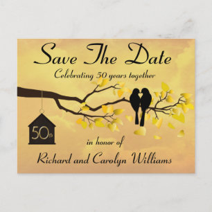 Carte Postale Faire-part Lovebirds 50th Anniversary Save The Date