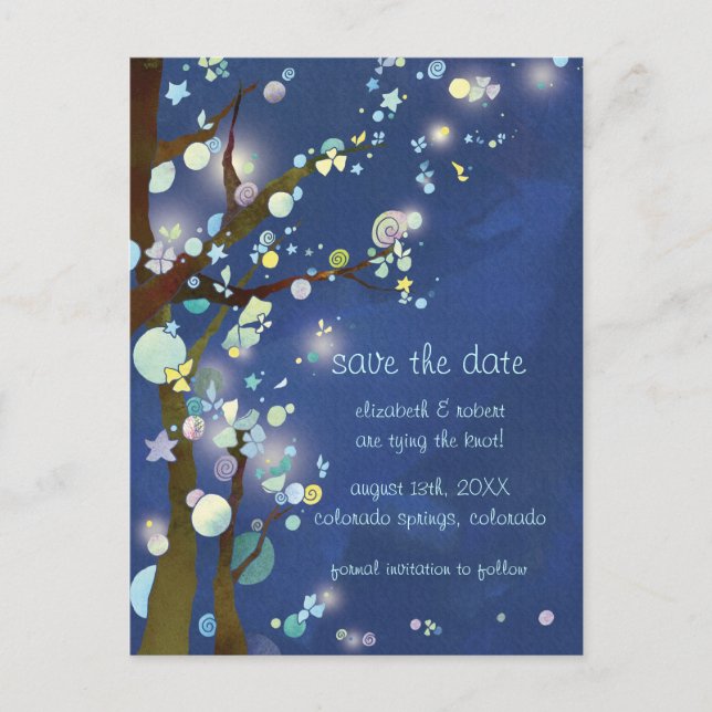 Carte Postale Faire-part Lovely Night Blue Wedding Enregistrer la date (Devant)