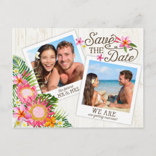 Carte Postale Faire-part Luau Hawaiian Rustic Beach Enregistrer la date