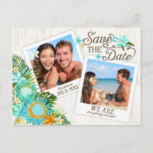 Carte Postale Faire-part Luau Hawaiian Rustic Beach Enregistrer la date